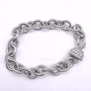 Judith Ripka Classic Heavy Rolo Link Diamonique Bracelet 8”